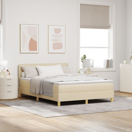 Cama con Box Spring y Colchón Crema 140x190 cm Tela de , Camas y somieres - Ref: Foro24-3338844, Precio: 405,37 €, Descuento: %