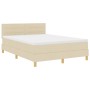 Cama con Box Spring y Colchón Crema 140x190 cm Tela de , Camas y somieres - Ref: Foro24-3338844, Precio: 405,37 €, Descuento: %