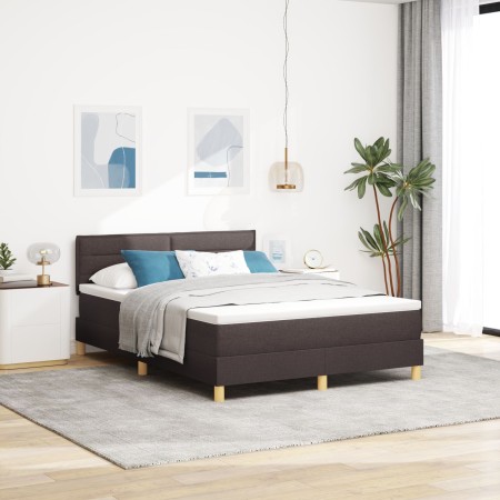 Cama Box Spring con Colchón Marrón Oscuro 160x200 cm Tela de , Camas y somieres - Ref: Foro24-3338856, Precio: 483,23 €, Desc...