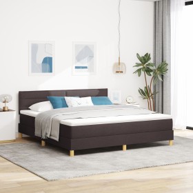 Cama con Base de Muelles con Colchón Marrón Oscuro 180x200 cm Tela de , Camas y somieres - Ref: Foro24-3338863, Precio: 551,5...