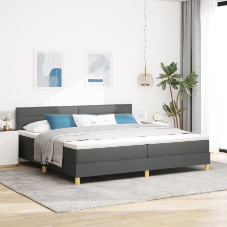 Cama Box Spring con Colchón Gris Oscuro 200x200 cm Tela de , Camas y somieres - Ref: Foro24-3338868, Precio: 597,12 €, Descue...