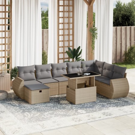 Set de sofás de jardín 9 pzas con cojines ratán sintético beige en Conjuntos de jardín | Comprar online en Foru.es