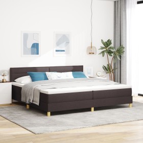 Cama con Box Spring con Colchón Marrón Oscuro 200x200 cm Tela de , Camas y somieres - Ref: Foro24-3338870, Precio: 606,63 €, ...