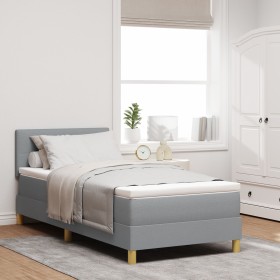 Cama Box Spring con colchón gris claro 90x200 cm tela de , Camas y somieres - Ref: Foro24-3338888, Precio: 306,80 €, Descuent...