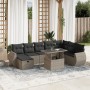 Set muebles jardín 9 pzas y cojines ratán sintético gris claro en Conjuntos de jardín | Comprar online en Foru.es