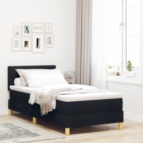 Cama con Somier con Colchón Negra 100x200 cm Tela de , Camas y somieres - Ref: Foro24-3338897, Precio: 307,03 €, Descuento: %