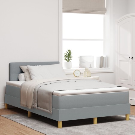 Cama con Base de Caja con Colchón Gris Claro 120x200 cm Tela de , Camas y somieres - Ref: Foro24-3338909, Precio: 392,09 €, D...