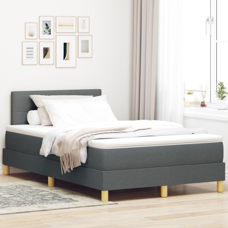 Cama Box Spring con Colchón Gris Oscuro 120x200 cm Tela de , Camas y somieres - Ref: Foro24-3338910, Precio: 390,66 €, Descue...