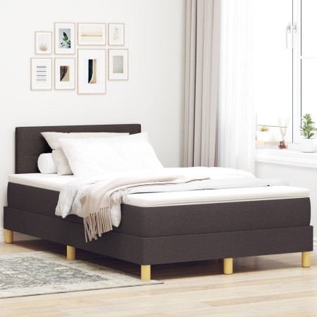 Cama con Somier con Colchón Marrón Oscuro 120x200 cm Tela de , Camas y somieres - Ref: Foro24-3338912, Precio: 373,48 €, Desc...