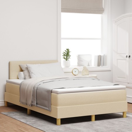 Cama con Somier con Colchón Crema 120x200 cm Tela de , Camas y somieres - Ref: Foro24-3338914, Precio: 384,40 €, Descuento: %
