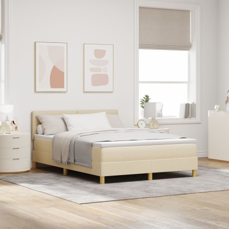 Cama con Box Spring y Colchón Crema 140x200 cm Tela de , Camas y somieres - Ref: Foro24-3338928, Precio: 432,84 €, Descuento: %