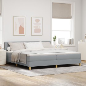 Cama con Box Spring con Colchón Gris Claro 200x200 cm Tela de , Camas y somieres - Ref: Foro24-3338944, Precio: 593,53 €, Des...