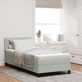 Cama con Somier con Colchón Gris Claro 100x200 cm Terciopelo de , Camas y somieres - Ref: Foro24-3339152, Precio: 313,32 €, D...