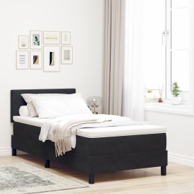 Cama con Somier y Colchón Negra 100x200 cm de Terciopelo de , Camas y somieres - Ref: Foro24-3339154, Precio: 302,61 €, Descu...