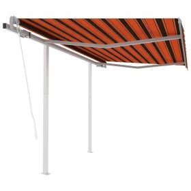 Toldo retráctil automático con postes naranja y marrón 3x2,5 m de vidaXL, Toldos - Ref: Foro24-3069910, Precio: 404,31 €, Des...