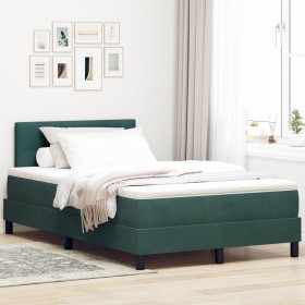 Cama Box Spring con Colchón Verde Oscuro 120x200 cm Terciopelo de , Camas y somieres - Ref: Foro24-3339167, Precio: 385,77 €,...
