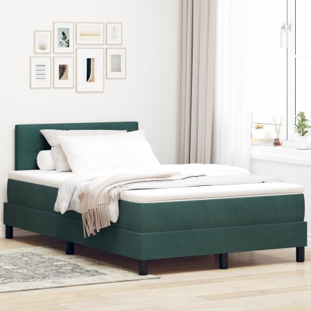 Cama Box Spring con Colchón Verde Oscuro 120x200 cm Terciopelo de , Camas y somieres - Ref: Foro24-3339167, Precio: 385,77 €,...