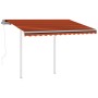 Toldo retráctil automático con postes naranja y marrón 3x2,5 m de vidaXL, Toldos - Ref: Foro24-3069910, Precio: 383,75 €, Des...
