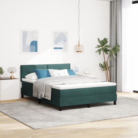 Cama Box Spring con colchón Verde Oscuro 140x190 cm Terciopelo de , Camas y somieres - Ref: Foro24-3339173, Precio: 438,46 €,...