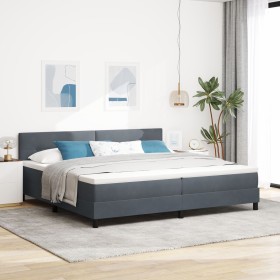 Cama con Box Spring y Colchón Gris Oscuro 200x200 cm Terciopelo de , Camas y somieres - Ref: Foro24-3339195, Precio: 555,87 €...