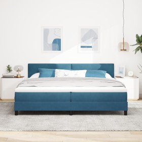 Cama con somier con colchón azul oscuro 200x200 cm terciopelo de , Camas y somieres - Ref: Foro24-3339198, Precio: 576,37 €, ...