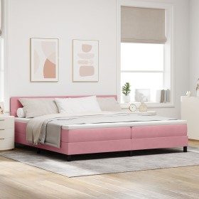Cama con Somier y Colchón Rosa 200x200 cm Terciopelo de , Camas y somieres - Ref: Foro24-3339199, Precio: 546,30 €, Descuento: %