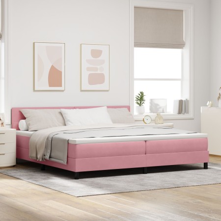 Cama con Somier y Colchón Rosa 200x200 cm Terciopelo de , Camas y somieres - Ref: Foro24-3339199, Precio: 546,30 €, Descuento: %