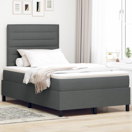 Cama con Box Spring con Colchón Gris Oscuro 120x200 cm Tela de , Camas y somieres - Ref: Foro24-3339302, Precio: 418,01 €, De...