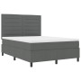 cama con base tapizada gris oscuro con colchón 140x200 cm tela de , Camas y somieres - Ref: Foro24-3339316, Precio: 500,83 €,...