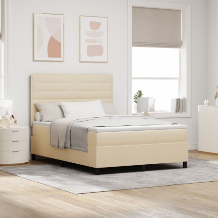 Cama con base de resortes con colchón beige 140x200 cm tela de , Camas y somieres - Ref: Foro24-3339320, Precio: 510,54 €, De...