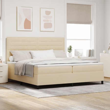 Cama Box Spring con Colchón Crema 200x200 cm Tela de , Camas y somieres - Ref: Foro24-3339341, Precio: 645,11 €, Descuento: %