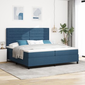 Cama de Base de Muelles con Colchón Azul 200x200 cm Tela de , Camas y somieres - Ref: Foro24-3339342, Precio: 716,93 €, Descu...