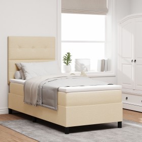 Cama con Somier con Colchón Crema 90x200 cm Tela de , Camas y somieres - Ref: Foro24-3339362, Precio: 329,22 €, Descuento: %