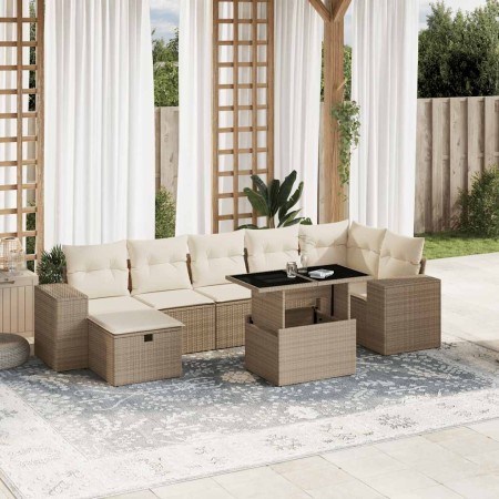 Set de sofás de jardín y cojines 8 piezas ratán sintético beige en Conjuntos de jardín | Comprar online en Foru.es