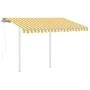 Toldo retráctil automático con postes amarillo blanco 3,5x2,5 m de vidaXL, Toldos - Ref: Foro24-3069928, Precio: 425,79 €, De...