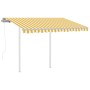 Toldo retráctil automático con postes amarillo blanco 3,5x2,5 m de vidaXL, Toldos - Ref: Foro24-3069928, Precio: 410,92 €, De...