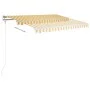 Toldo retráctil automático con postes amarillo blanco 3,5x2,5 m de vidaXL, Toldos - Ref: Foro24-3069928, Precio: 425,79 €, De...