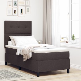 Cama con Somier con Colchón Marrón Oscuro 100x200 cm Tela de , Camas y somieres - Ref: Foro24-3339367, Precio: 373,83 €, Desc...