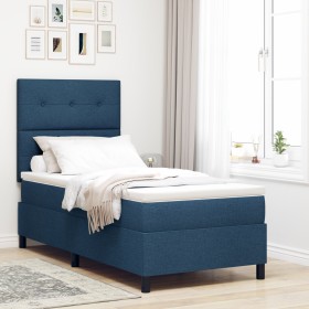 Cama con Box Spring Azul 100x200 cm Tela de , Camas y somieres - Ref: Foro24-3339370, Precio: 380,45 €, Descuento: %