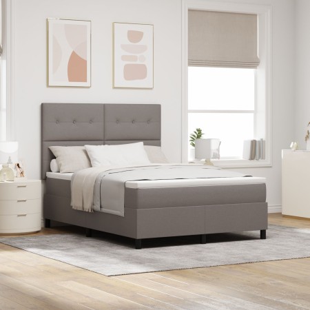 Cama con Base de Muelles y Colchón Taupe 140x200 cm Tela de , Camas y somieres - Ref: Foro24-3339396, Precio: 527,79 €, Descu...
