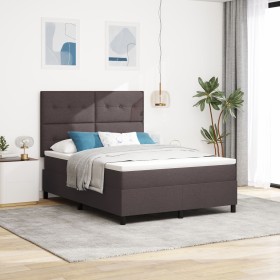Cama con Base de Resortes y Colchón Marrón Oscuro 160x200 cm Tela de , Camas y somieres - Ref: Foro24-3339402, Precio: 563,98...