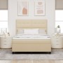Cama con Base de Resorte con Colchón Crema 160x200 cm Tela de , Camas y somieres - Ref: Foro24-3339404, Precio: 586,25 €, Des...