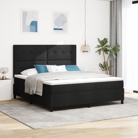 Cama con Resorte Negra con Colchón Super King de Tela de , Camas y somieres - Ref: Foro24-3339408, Precio: 636,70 €, Descuent...