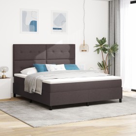 Cama con Base de Resortes y Colchón Marrón Oscuro Super King Tela de , Camas y somieres - Ref: Foro24-3339409, Precio: 624,72...