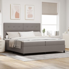 Cama con Base de Resortes y Colchón Taupe 200x200 cm Tela de , Camas y somieres - Ref: Foro24-3339417, Precio: 723,50 €, Desc...