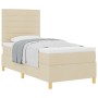 Cama con Base de Muelles y Colchón Crema 90x200 cm Tela de , Camas y somieres - Ref: Foro24-3339516, Precio: 322,33 €, Descue...