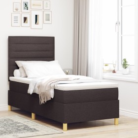 Cama con Box Spring con Colchón Marrón Oscuro 100x200 cm Tela de , Camas y somieres - Ref: Foro24-3339521, Precio: 351,82 €, ...