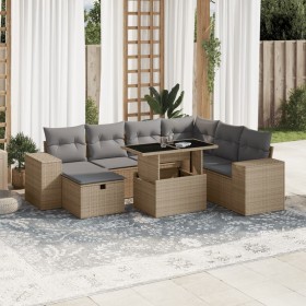 Set de sofás de jardín y cojines 8 piezas ratán sintético beige en Conjuntos de jardín | Comprar online en Foru.es