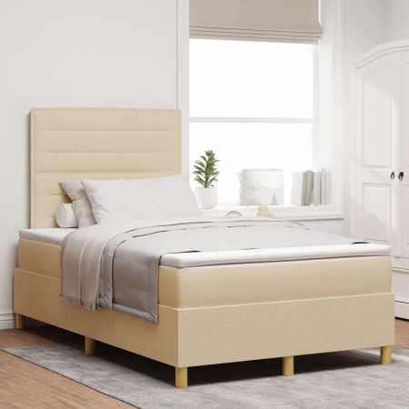 Cama con Base de Resortes y Colchón Crema 120x200 cm Tela de , Camas y somieres - Ref: Foro24-3339537, Precio: 433,57 €, Desc...