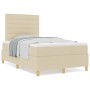 Cama con Base de Resortes y Colchón Crema 120x200 cm Tela de , Camas y somieres - Ref: Foro24-3339537, Precio: 433,57 €, Desc...